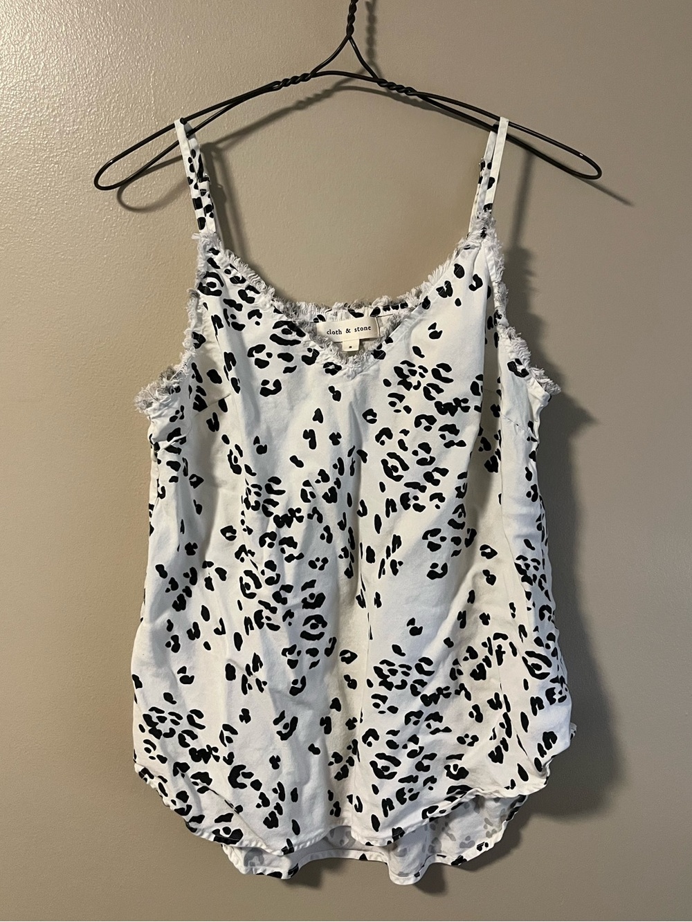 Cloth & Stone Leopard Print Black and White Tank Top Small